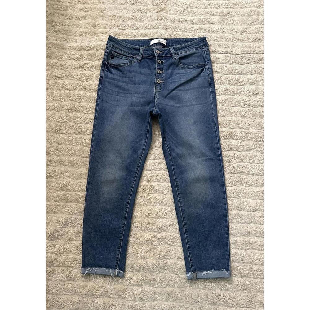 KanCan medium wash high-rise button fly cropped jeans Size 31 - Picture 1 of 11